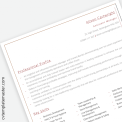 Assistant Manager CV template (with sample content)