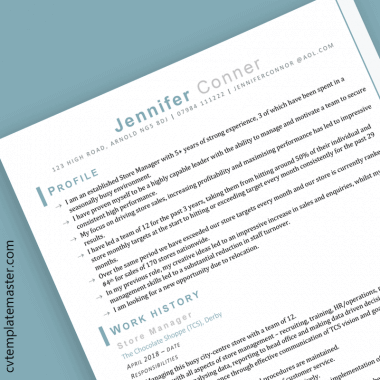 Store manager CV template (Free editable Microsoft Word download)