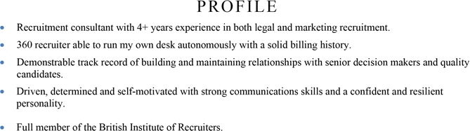 Profile CV section